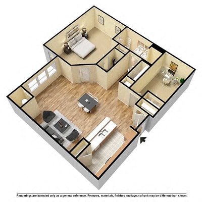 Floor plan for 2 beds, 2 baths, 1328 sqft